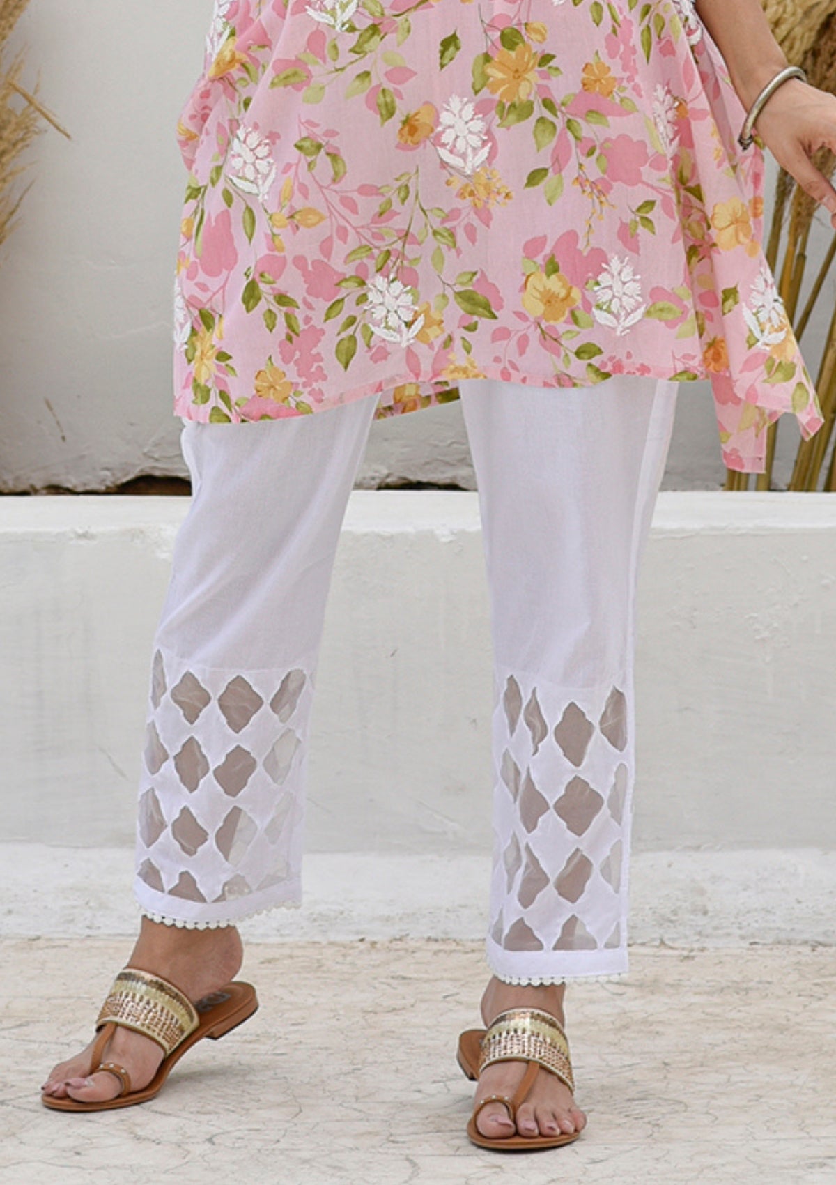 Buy White Suit Set With Cigarette Pants In Khadi Cotton KALKI Fashion India